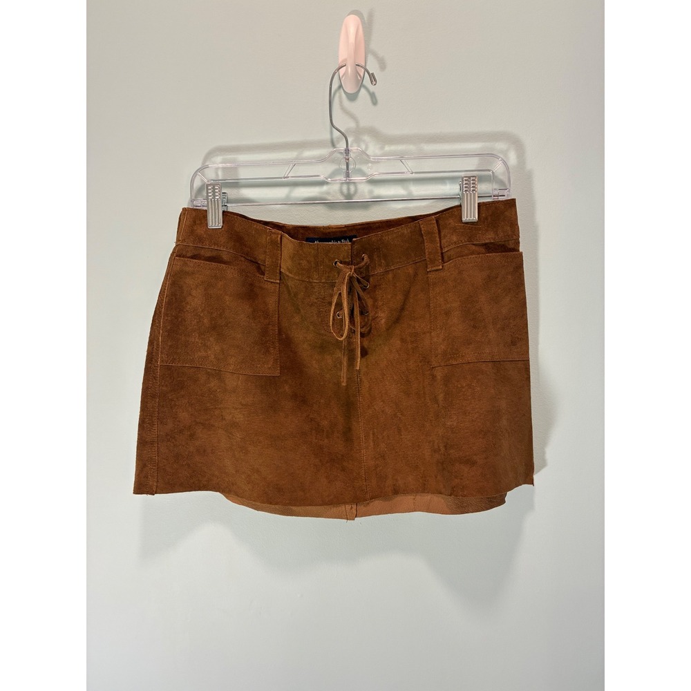 Vintage Abercrombie & Fitch Brown Suede Lace Up Mini Skirt Size 4